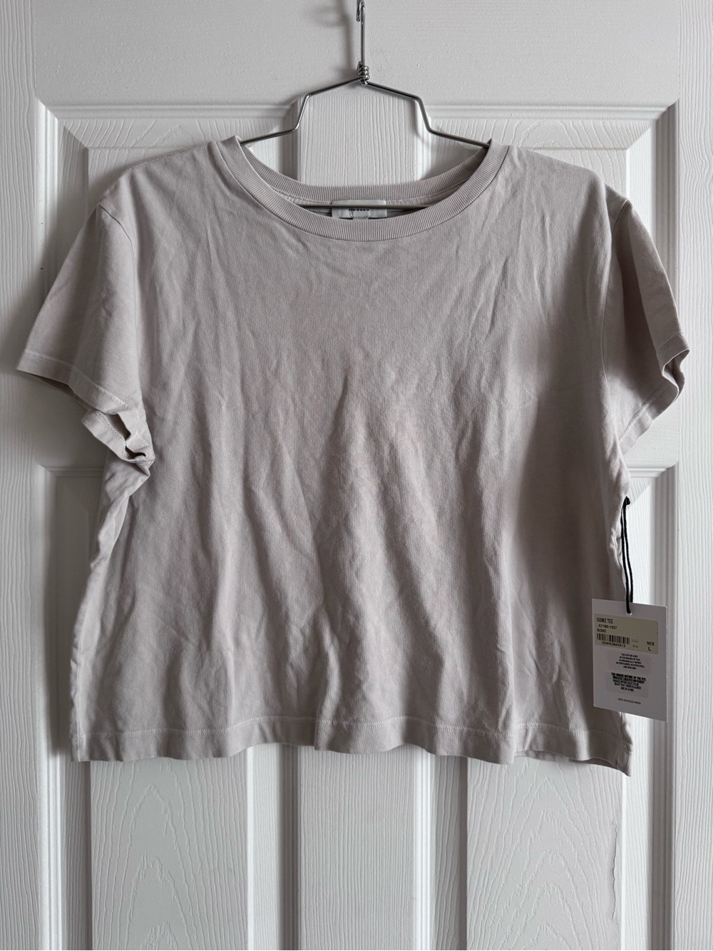 AGOLDE brand Women’s Short Sleeve Crewneck Tee in Light Gray LARGE
